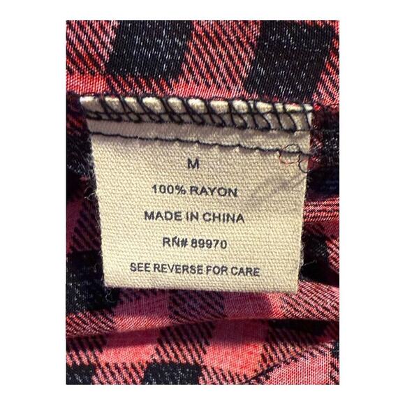 NEW Love Notes Women’s Plaid Button-Down Shirt Red Short Sleeve Size Medium - Picture 7 of 7